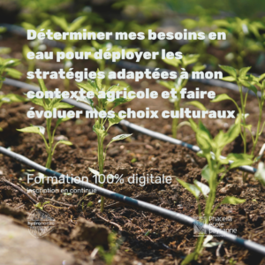 Déterminer mes besoins en eau pour déployer les stratégies adaptées à mon contexte agricole et faire évoluer mes choix culturaux